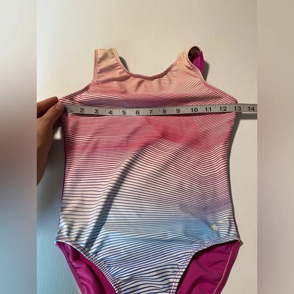 Destira gymnastics tank pastel blue pink sleeveless leotard LC-large child